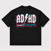 ADHD Highway to Hey Look a Squirrel T-Shirt | Neon Graphic Black Tee