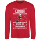 Matheus Cunha Christmas Jumper "Cunha Believe It's Christmas" - Manchester United Fan Gift