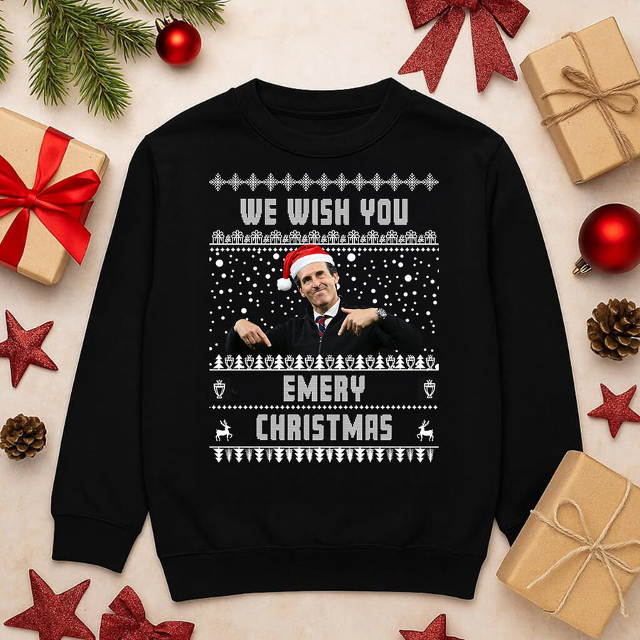 Unai Emery We Wish You Emery Christmas Aston Villa jumper product mockup