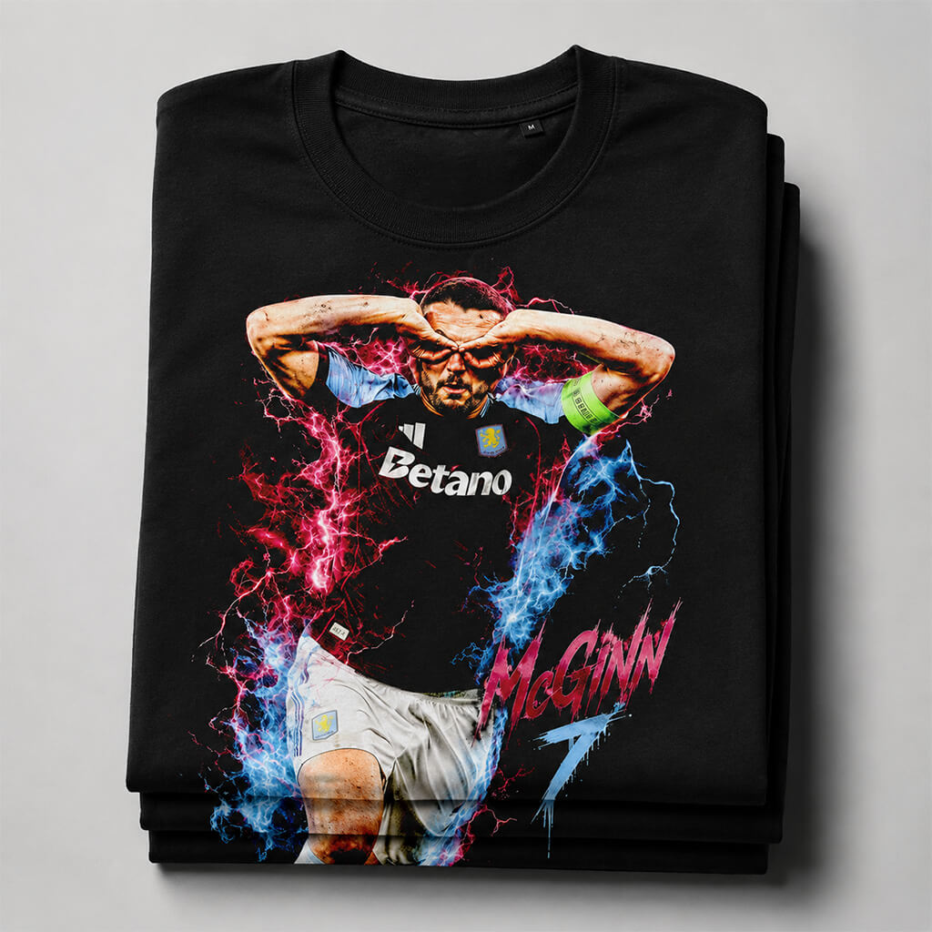 John McGinn 7 claret and blue graphic T-shirt product image