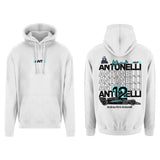 White hoodie, front and back