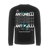 Black jumper, back view with large ANT12 print