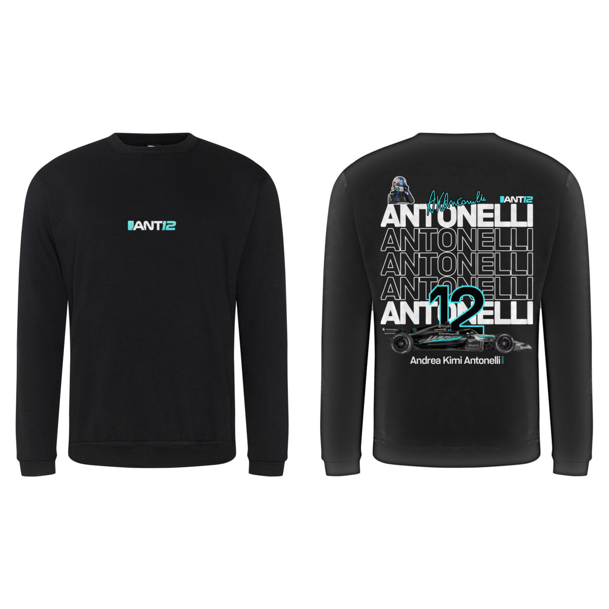 Black jumper, front and back