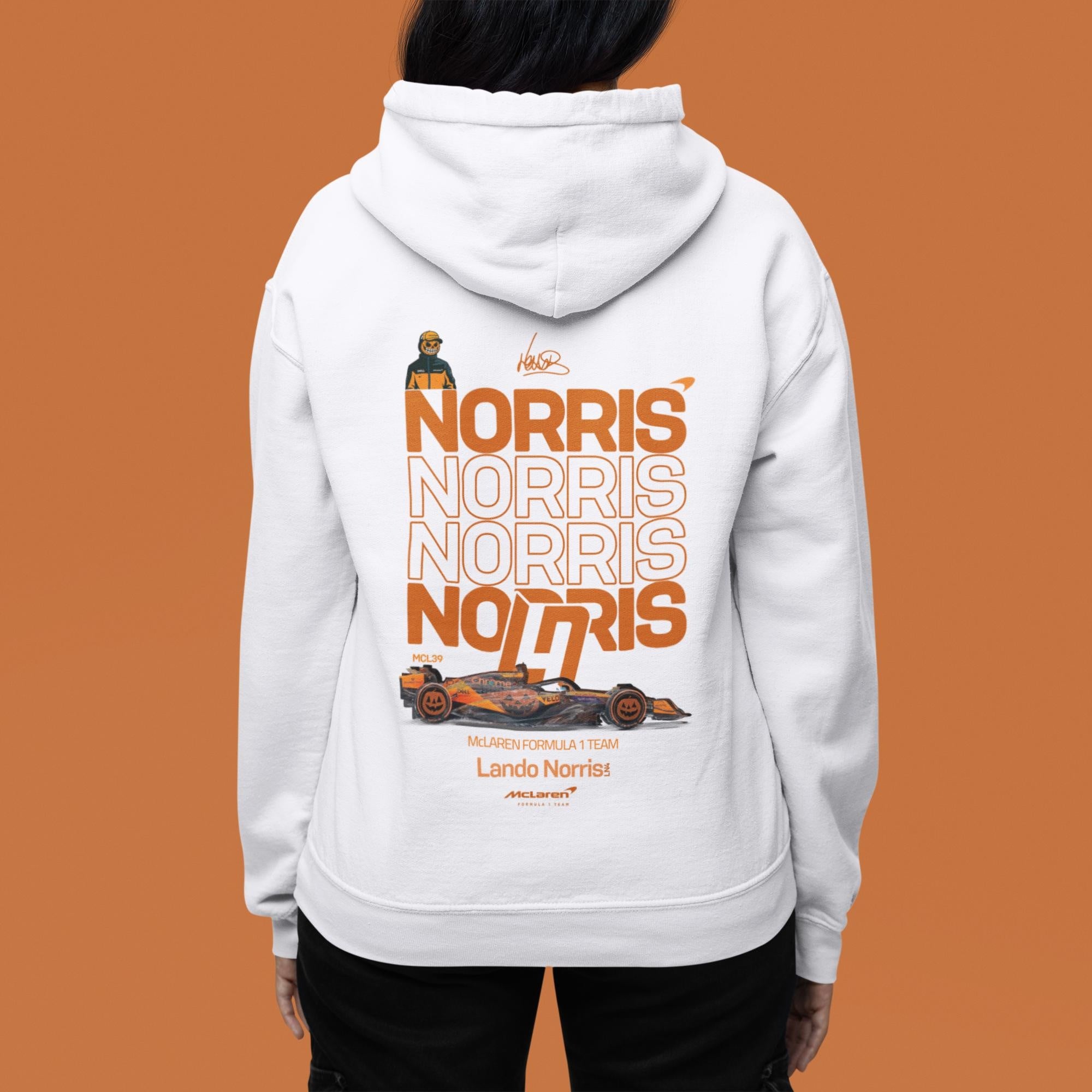 Lando Norris Halloween F1 fan T-shirt lifestyle image