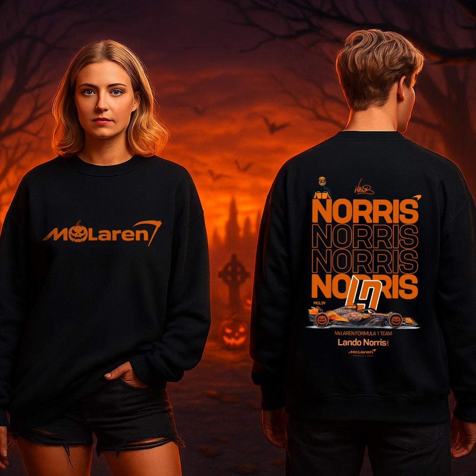 Lando Norris Halloween Formula racing fan jumper product image