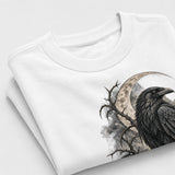 Gothic Raven Moon graphic T-shirt fabric detail