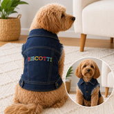 Personalised Dog Denim Jacket | Embroidered Dog Name Jacket, Custom Pet Denim Coat