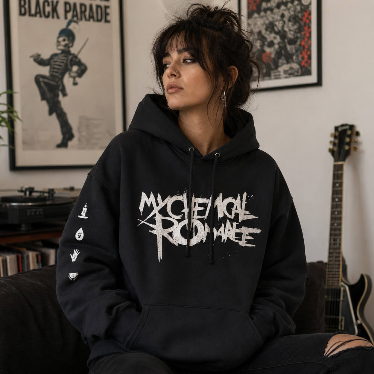 My Chemical Romance Black Parade inspired hoodie graphic print detail