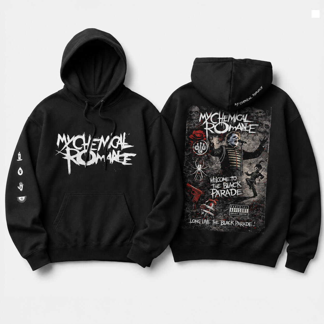 Black My Chemical Romance Black Parade inspired fan hoodie lifestyle image