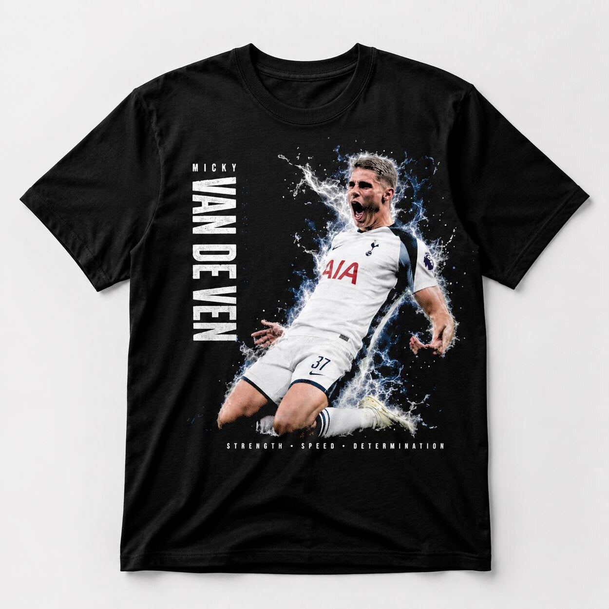 Black halftone Micky van de Ven football fan T-shirt