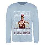 Tyrone Mings AVFC Christmas Jumper - "All I Want For Christmas Is 5 Gold Mings"