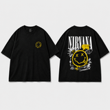 Nirvana black T-shirt front and back clean product mockup