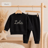 Black personalised sweatshirt and joggers
