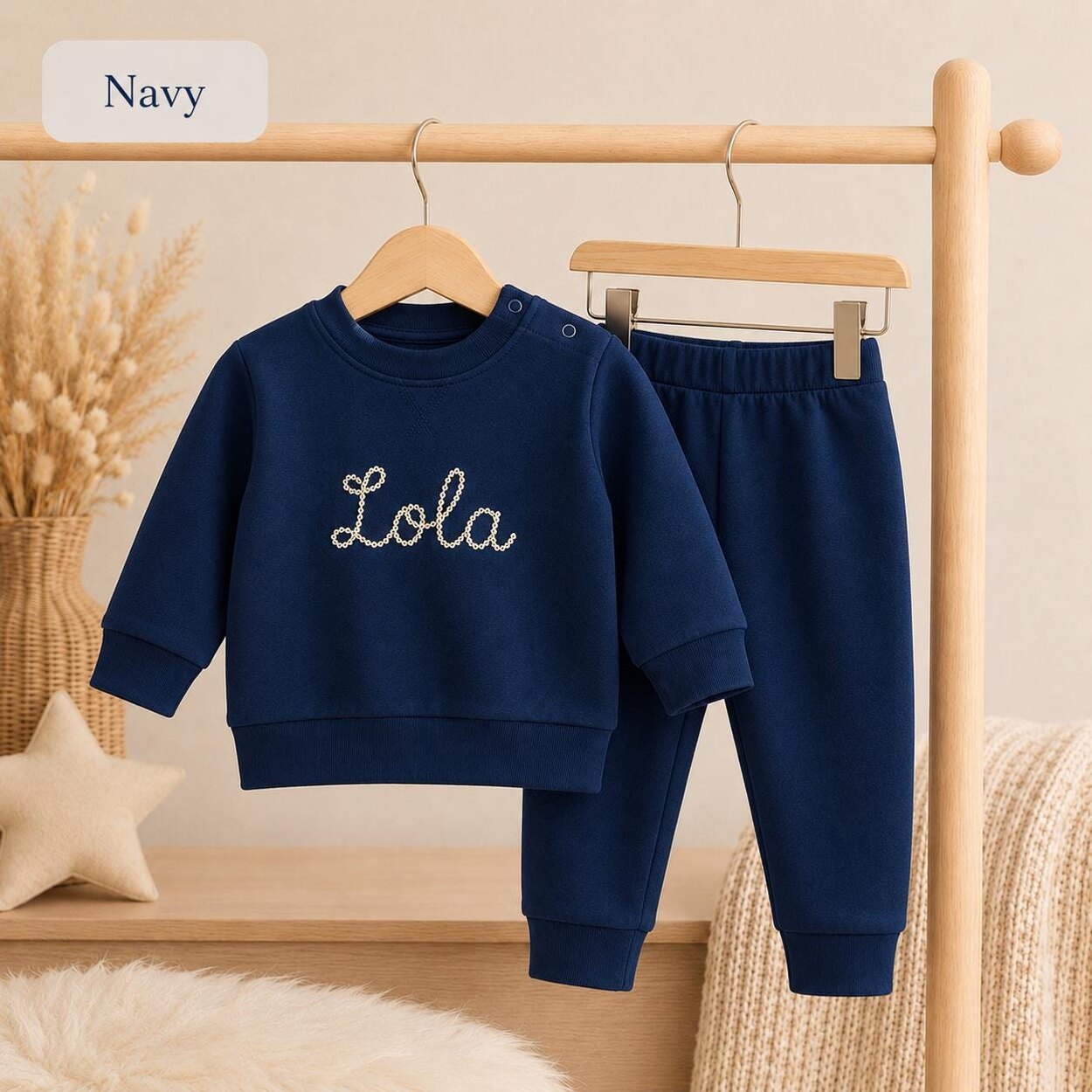 Navy personalised sweatshirt and joggers