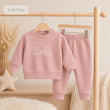 Soft pink personalised sweatshirt and joggers