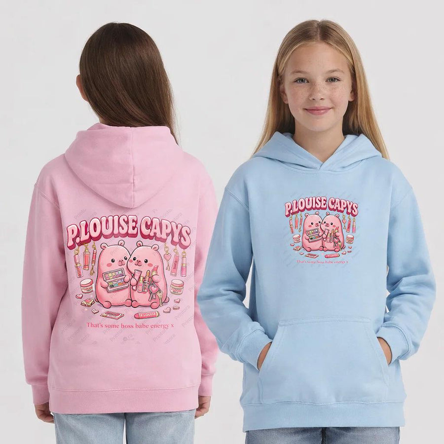 Capybara makeup graphic hoodie front and back print