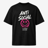Anti Social Graphic T-Shirt | Pink Smiley Streetwear Tee