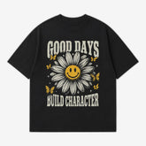 Good Days Build Character Graphic T-Shirt | Smiley Daisy Tee