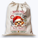 Personalised DTF Printed Christmas Sack - Puppy Design 40cm x 61.5cm