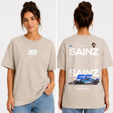 Carlos Sainz F1 fan T-shirt in natural colour with front and back print