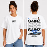 Carlos Sainz F1 fan T-shirt in white with front and back print