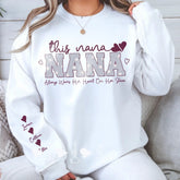 White This Nana Wears Her Heart on Her Sleeve personalised jumper