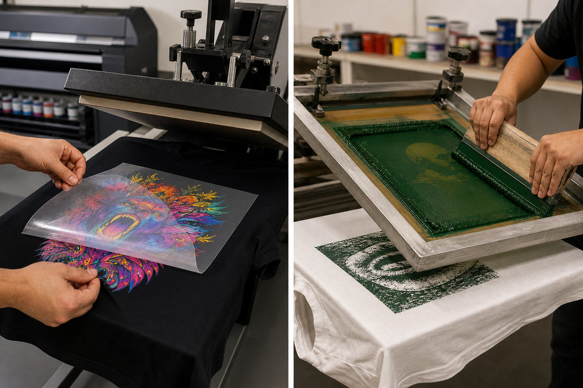 Comparison of DTF printing and screen printing on custom clothing