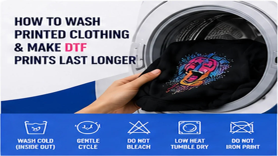 Printed garment being washed carefully to protect the transfer