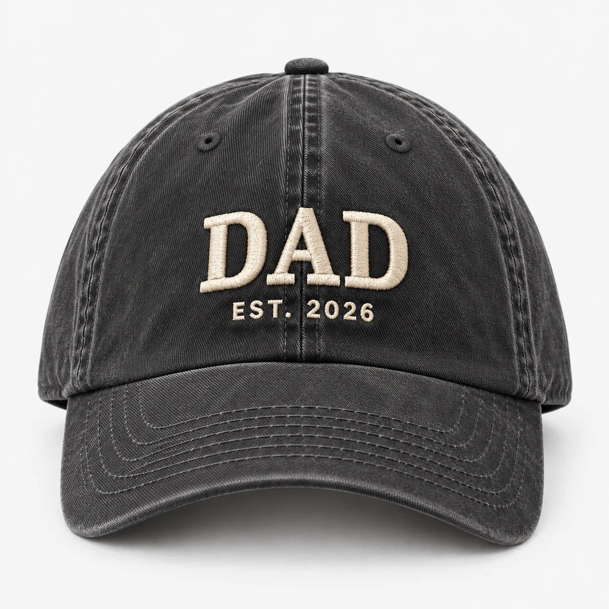 Personalised DAD EST year embroidered vintage cap in Vintage Black – Printora