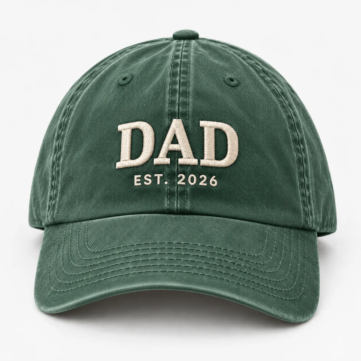 Personalised DAD EST year embroidered vintage cap in Bottle Green – Printora