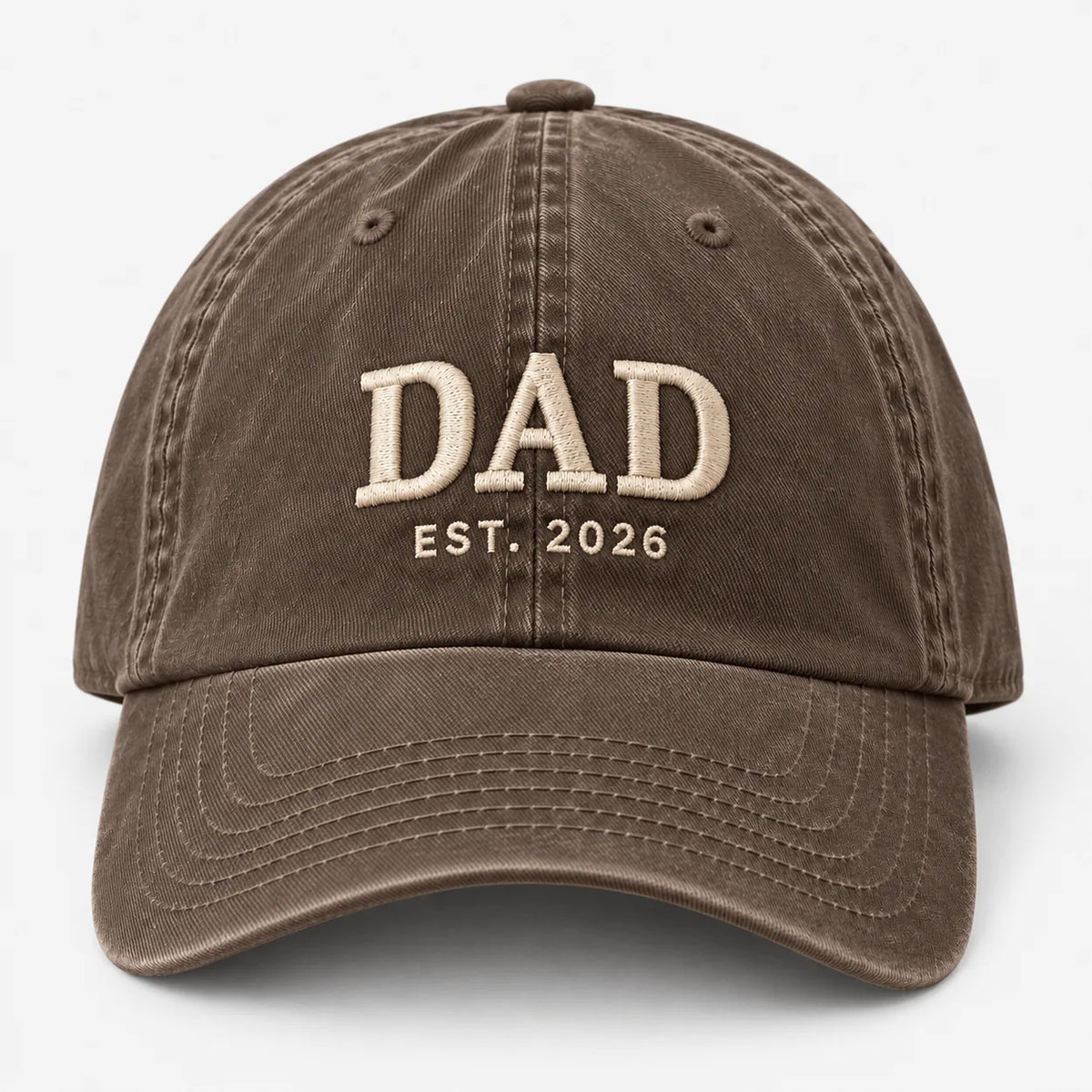Personalised DAD EST year embroidered vintage cap in Brown – Printora