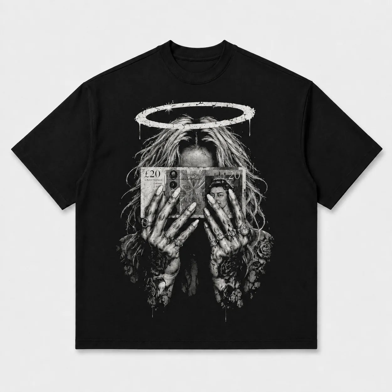 Black Money Halo gothic graphic T-shirt product image