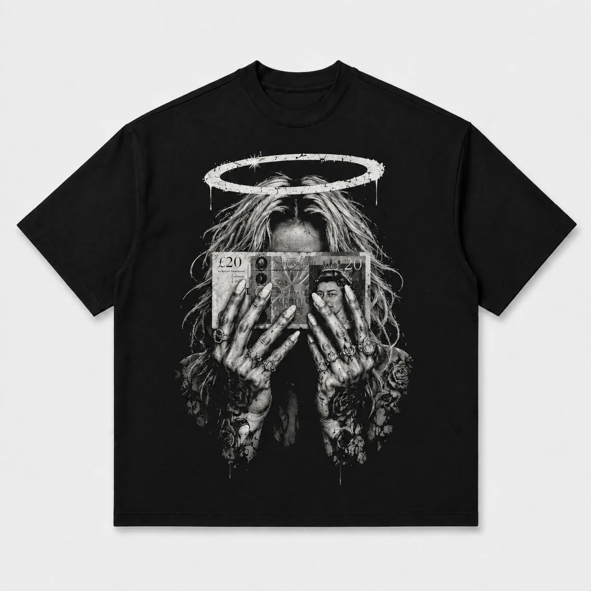 Black Money Halo gothic graphic T-shirt product image