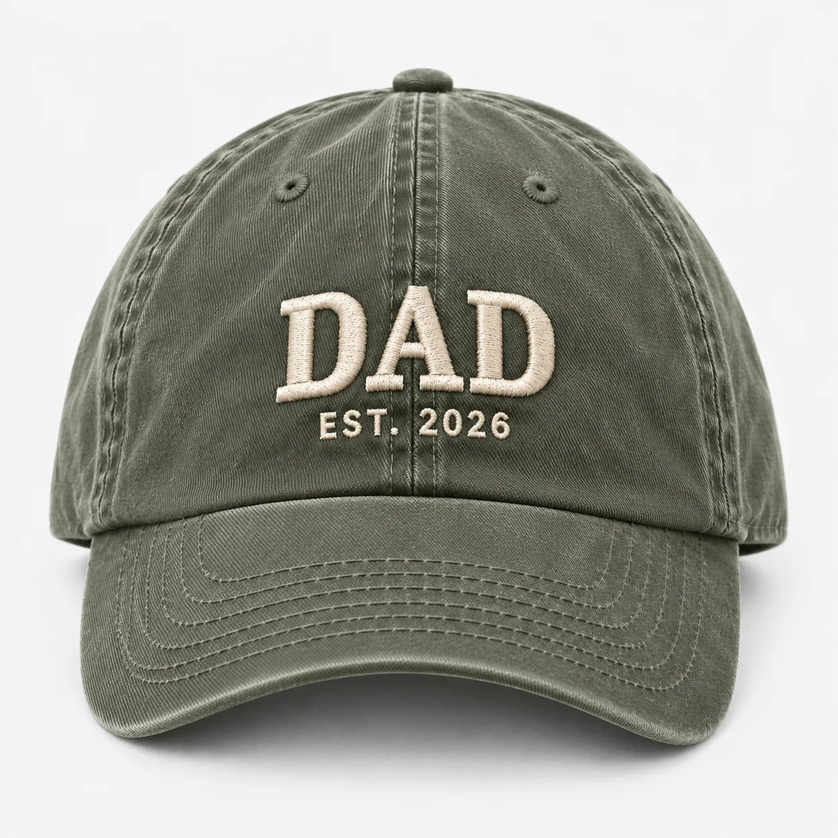 Personalised DAD EST year embroidered vintage cap in Olive – Printora