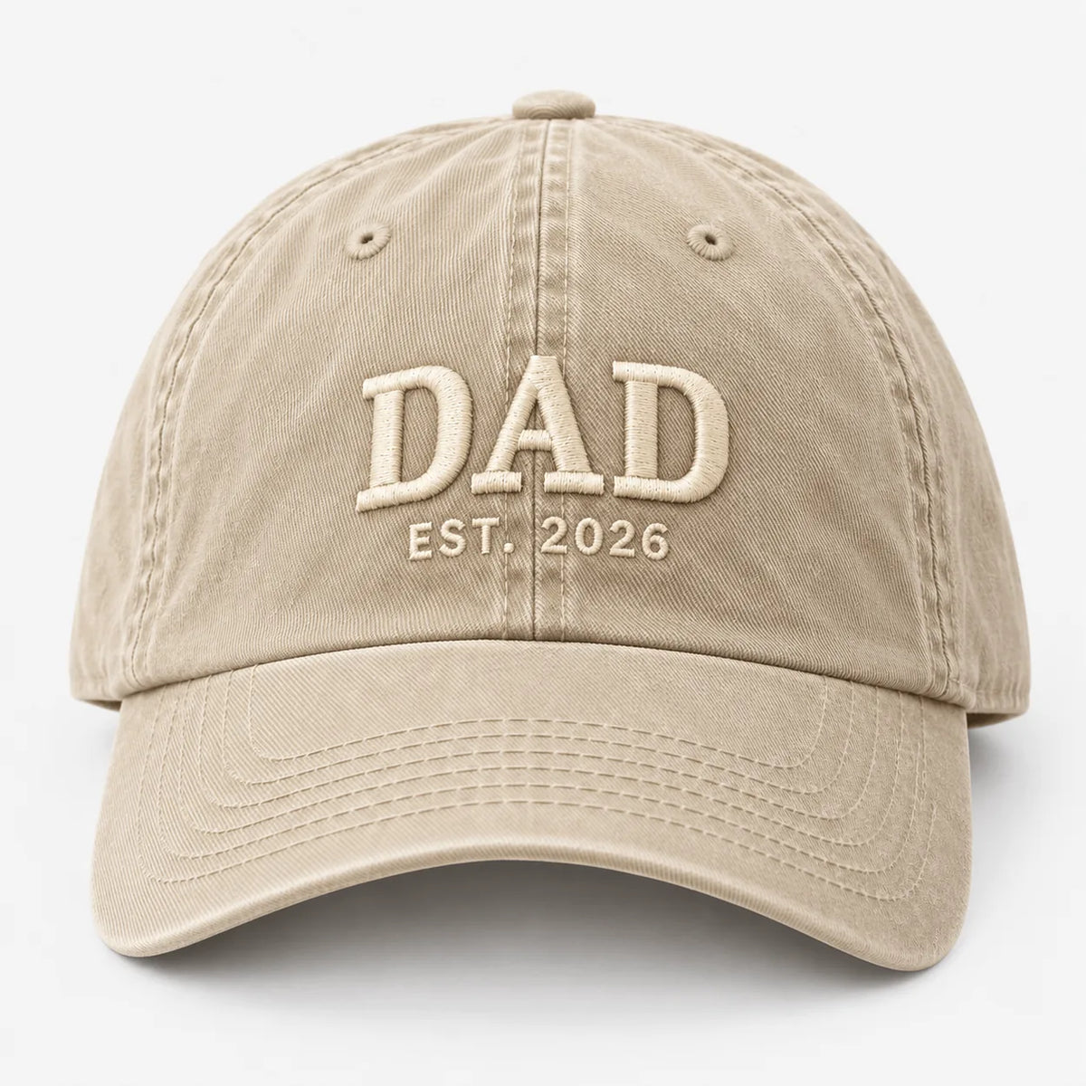 Personalised DAD EST year embroidered vintage cap in Sand – Printora