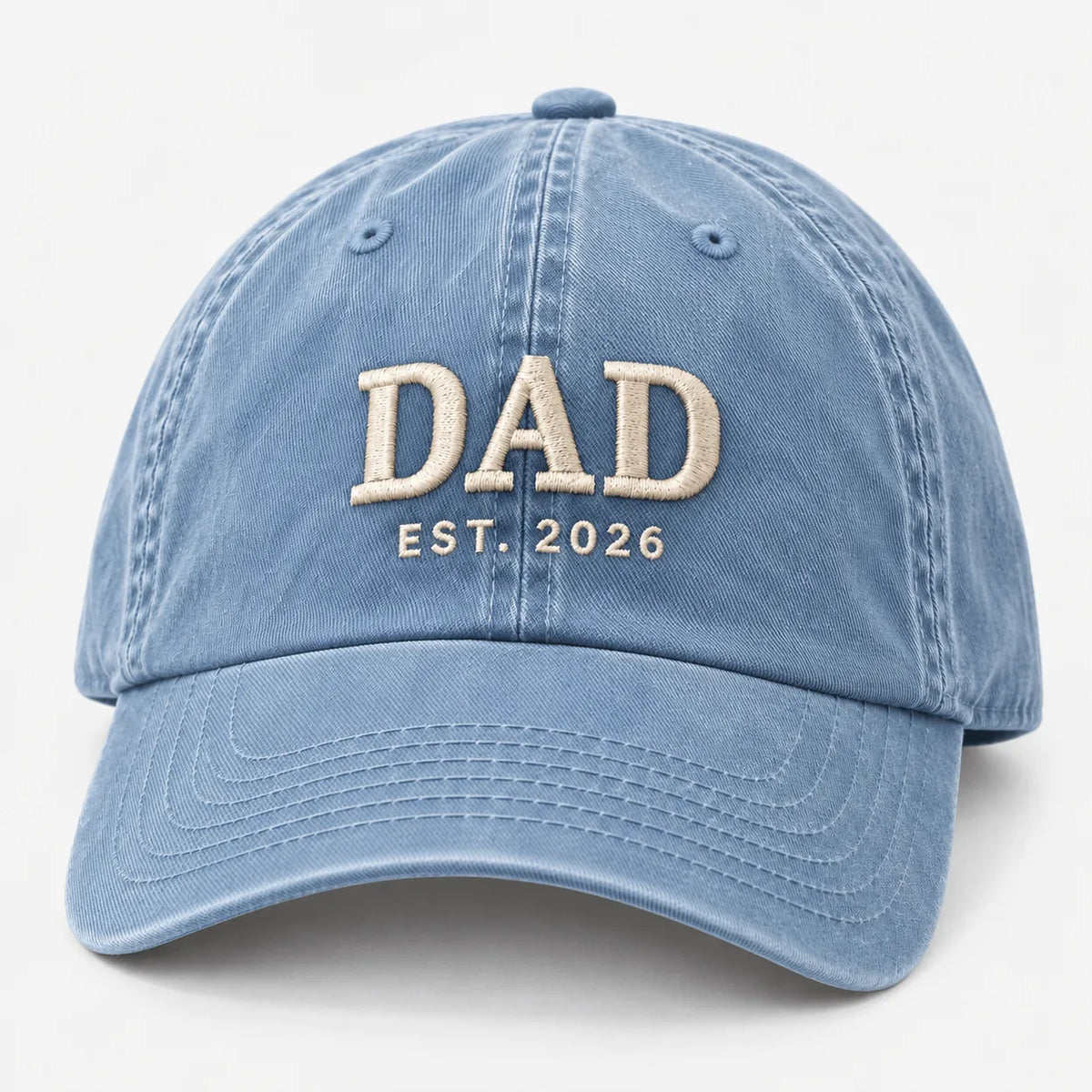 Personalised DAD EST year embroidered vintage cap in Light Denim – Printora
