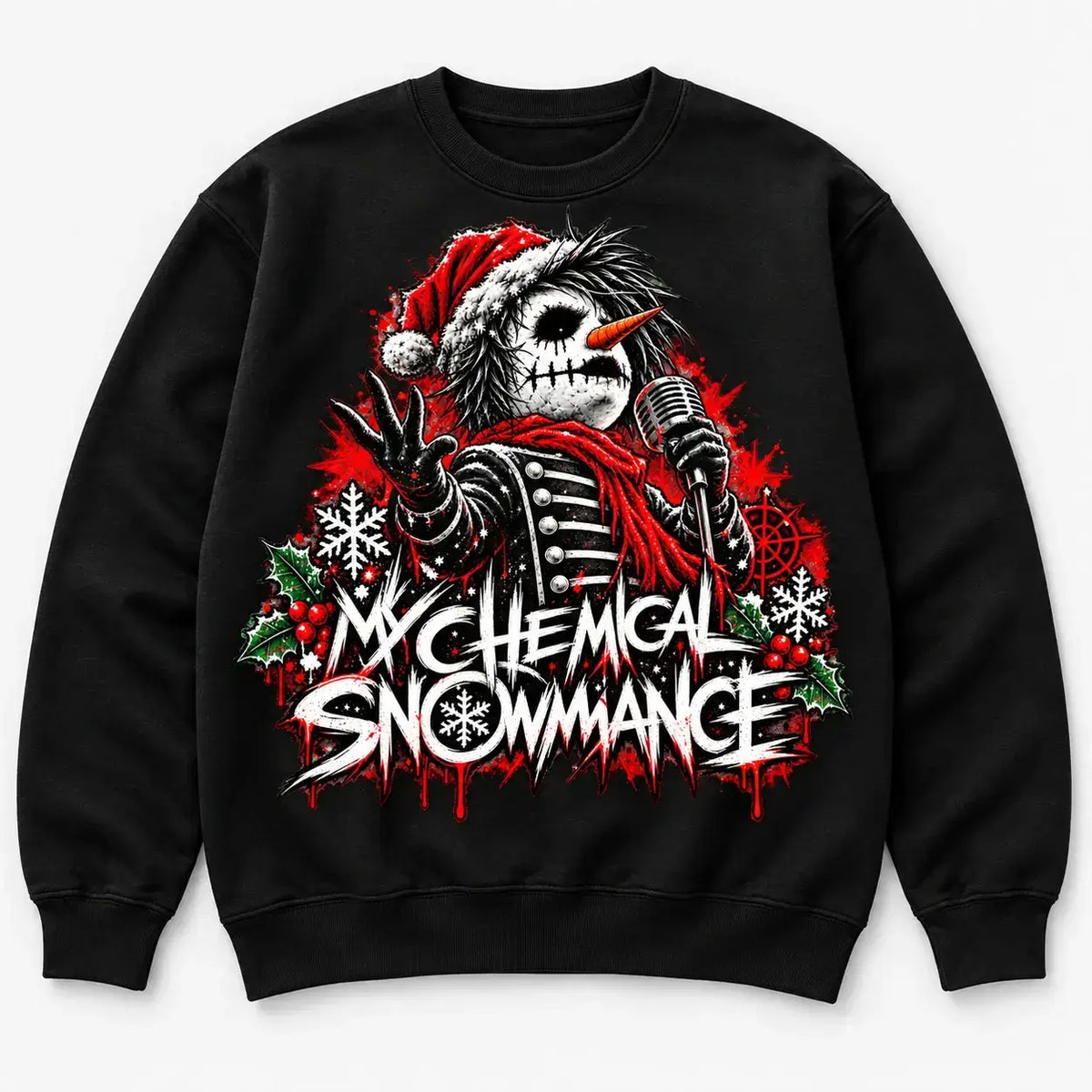 Black My Chemical Snowmance Christmas jumper product mockup