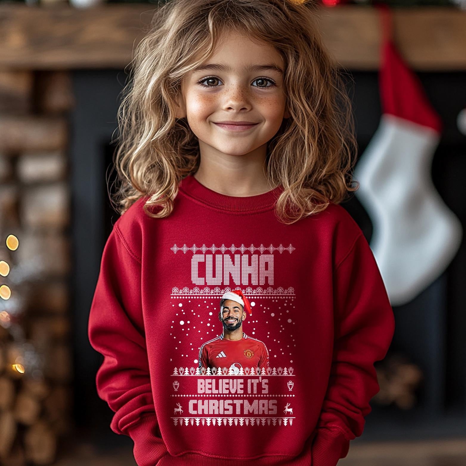 Matheus Cunha Christmas Jumper "Cunha Believe It's Christmas" - Manchester United Fan Gift