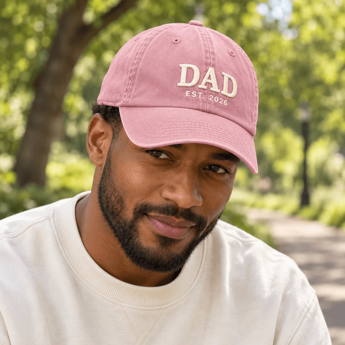 Personalised DAD EST year embroidered vintage cap in Dusky Pink – Printora