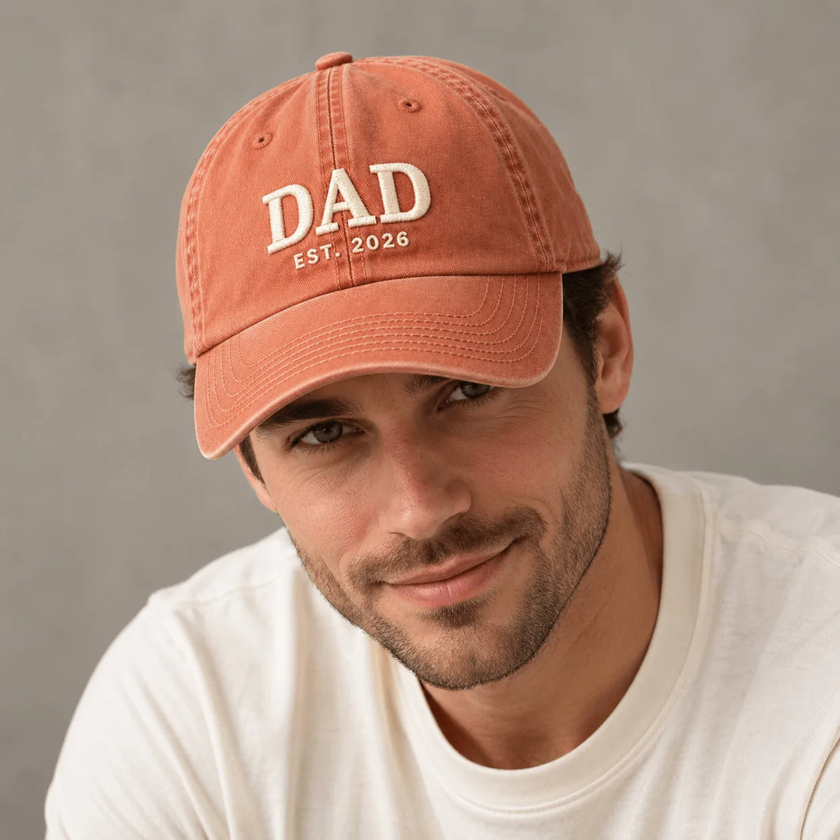 Personalised DAD EST year embroidered vintage cap in Orange – Printora