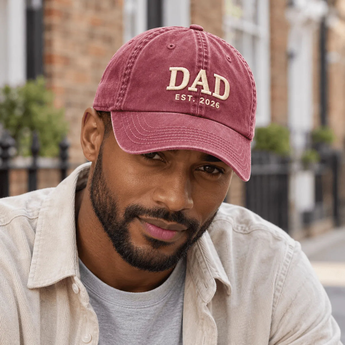 Personalised DAD EST year embroidered vintage cap in Red – Printora