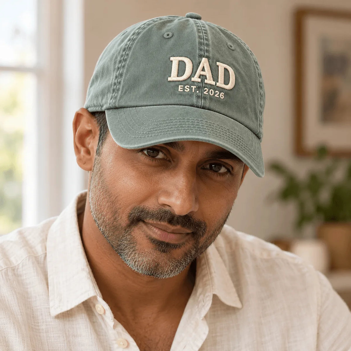 Personalised DAD EST year embroidered vintage cap in Sage Green – Printora