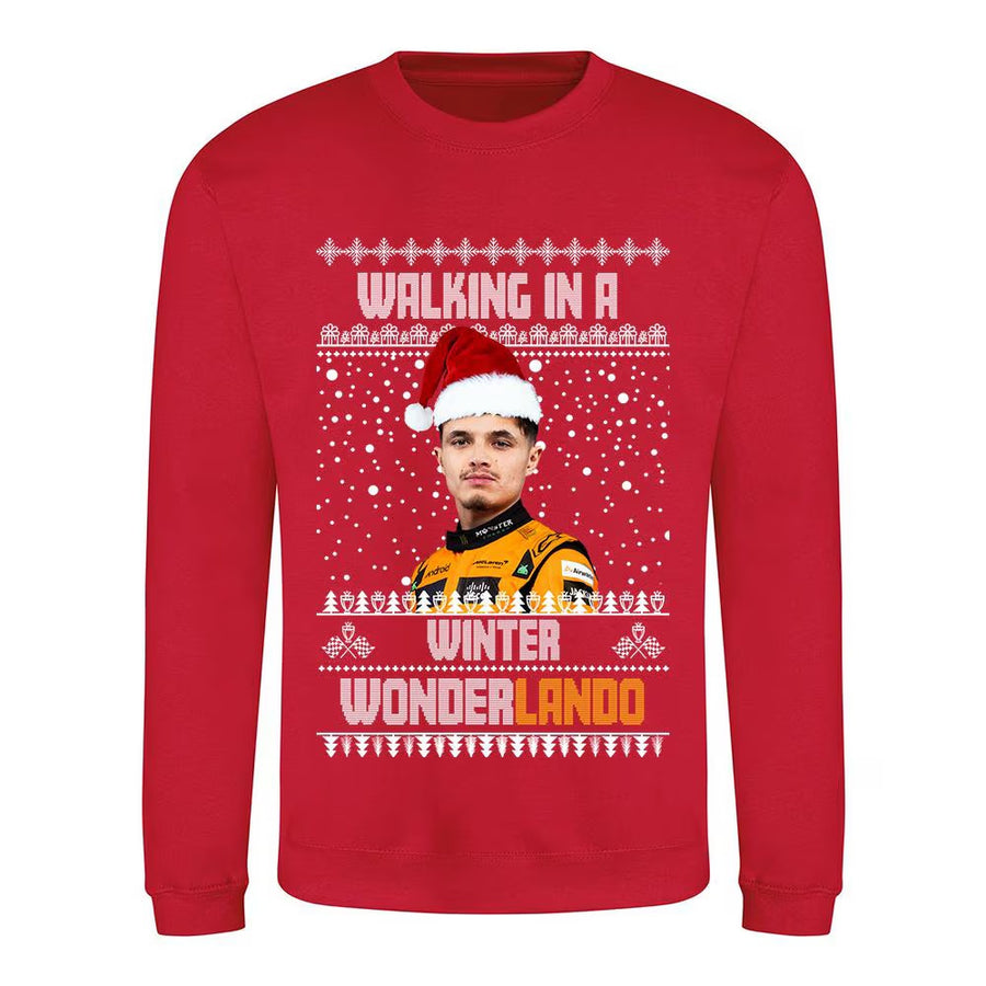 Lando Norris Winter WonderLando Formula 1 Christmas jumper lifestyle mockup
