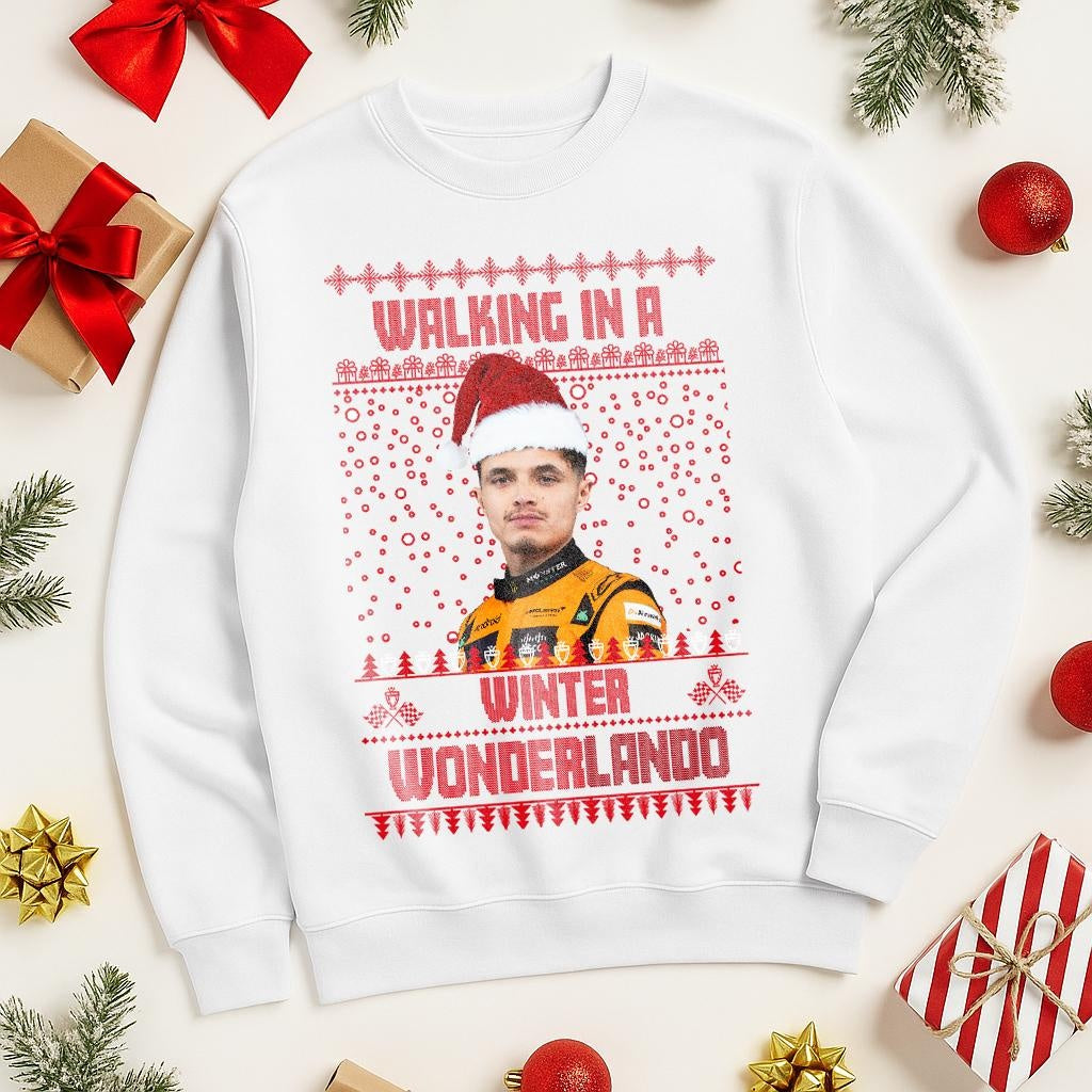 Walking in a Winter WonderLando Christmas Jumper - Lando Norris McLaren F1 Fan Gift