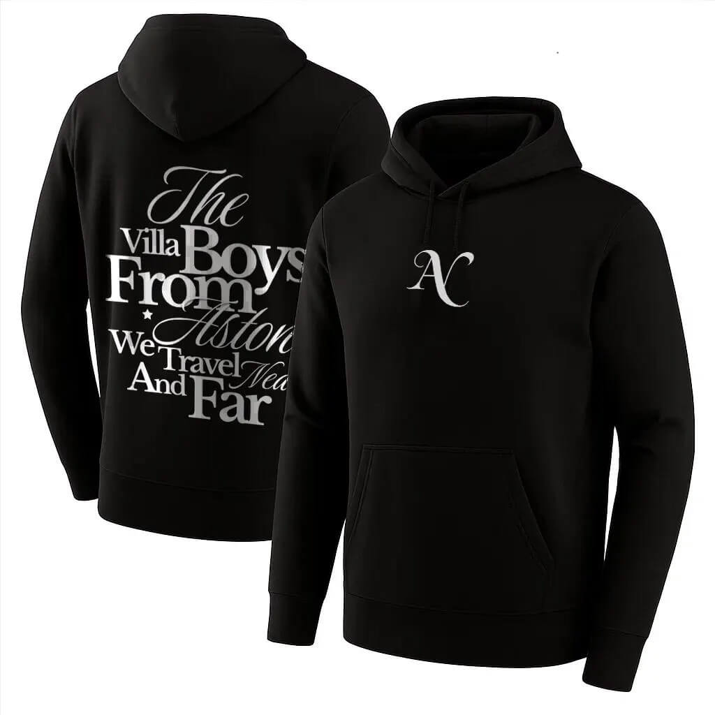 Aston Villa Fan Hoodie | "Villa Boys" Back Print, AV Logo