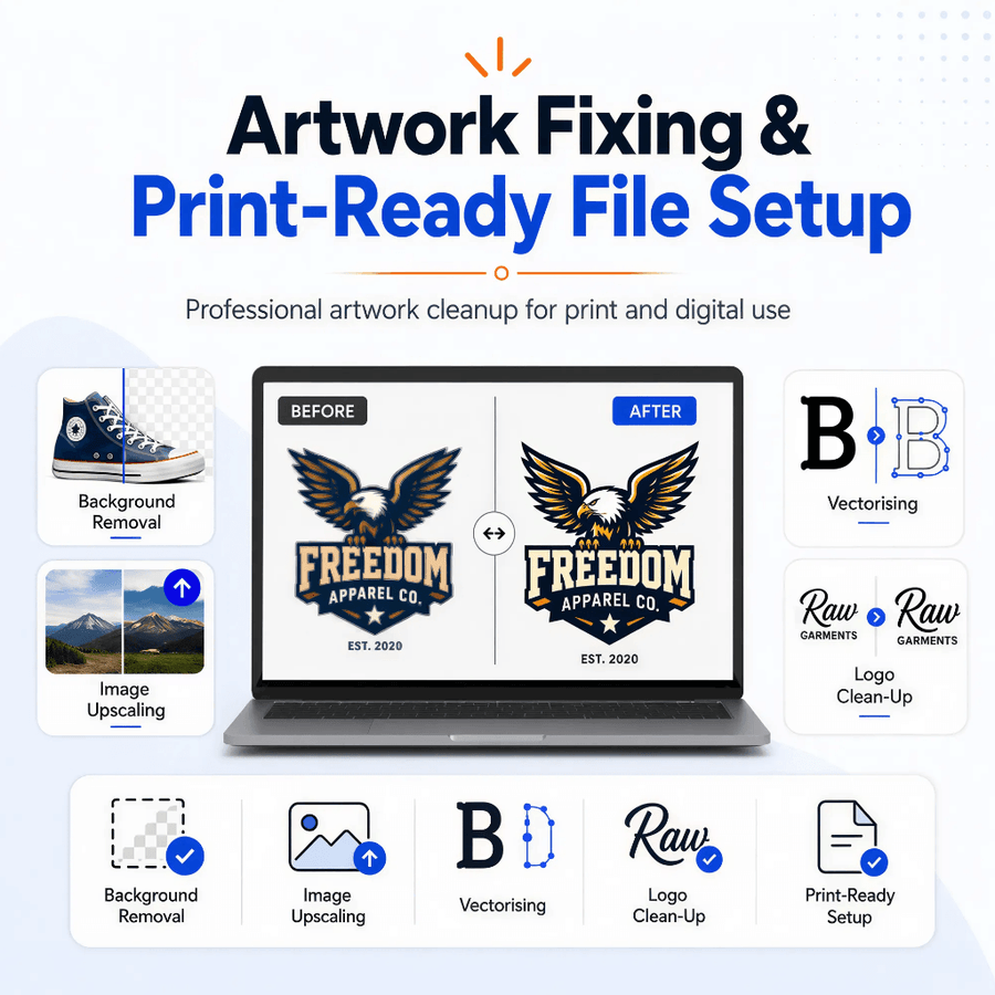 Printora artwork fixing and print-ready file setup service graphic