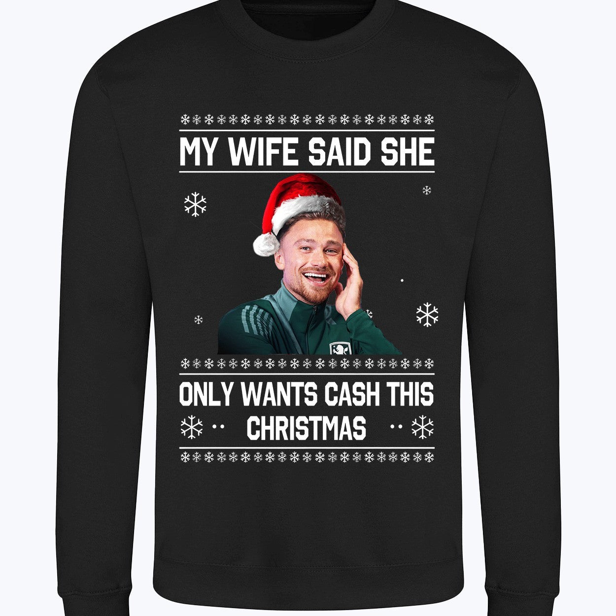 "My Wife Said She Only Wants Cash This Christmas" Matty Cash funny Crew Neck Christmas Jumper