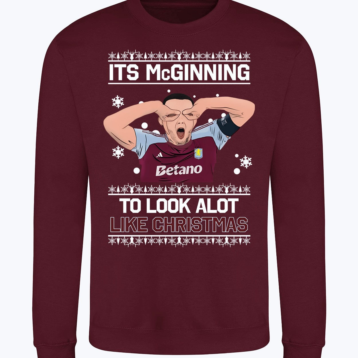 Adults "It's McGinning to Look a Lot Like Christmas" John McGinn Aston Villa Christmas Jumper