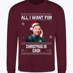 "All I Want for Christmas is Cash" Matty Cash Funny Crew Neck Christmas Jumper