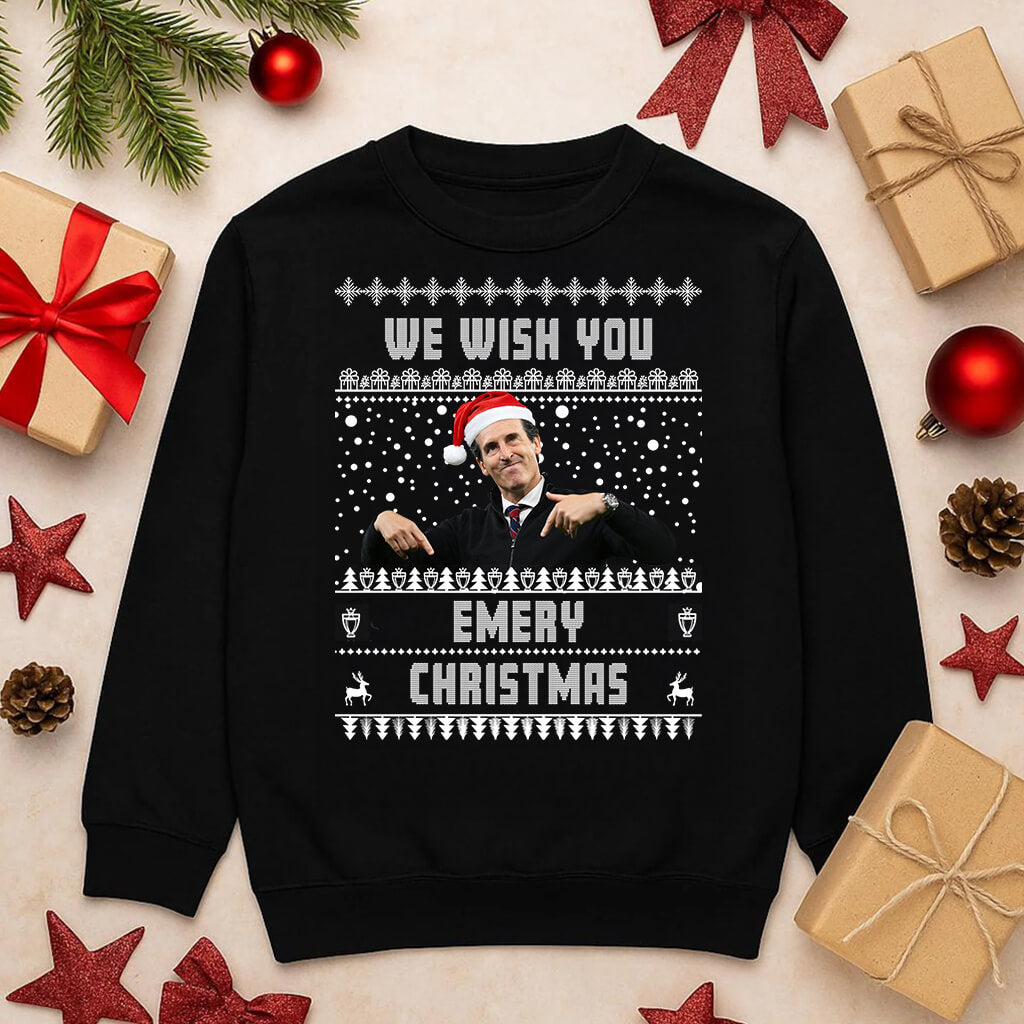 Unai Emery We Wish You Emery Christmas Aston Villa jumper product mockup